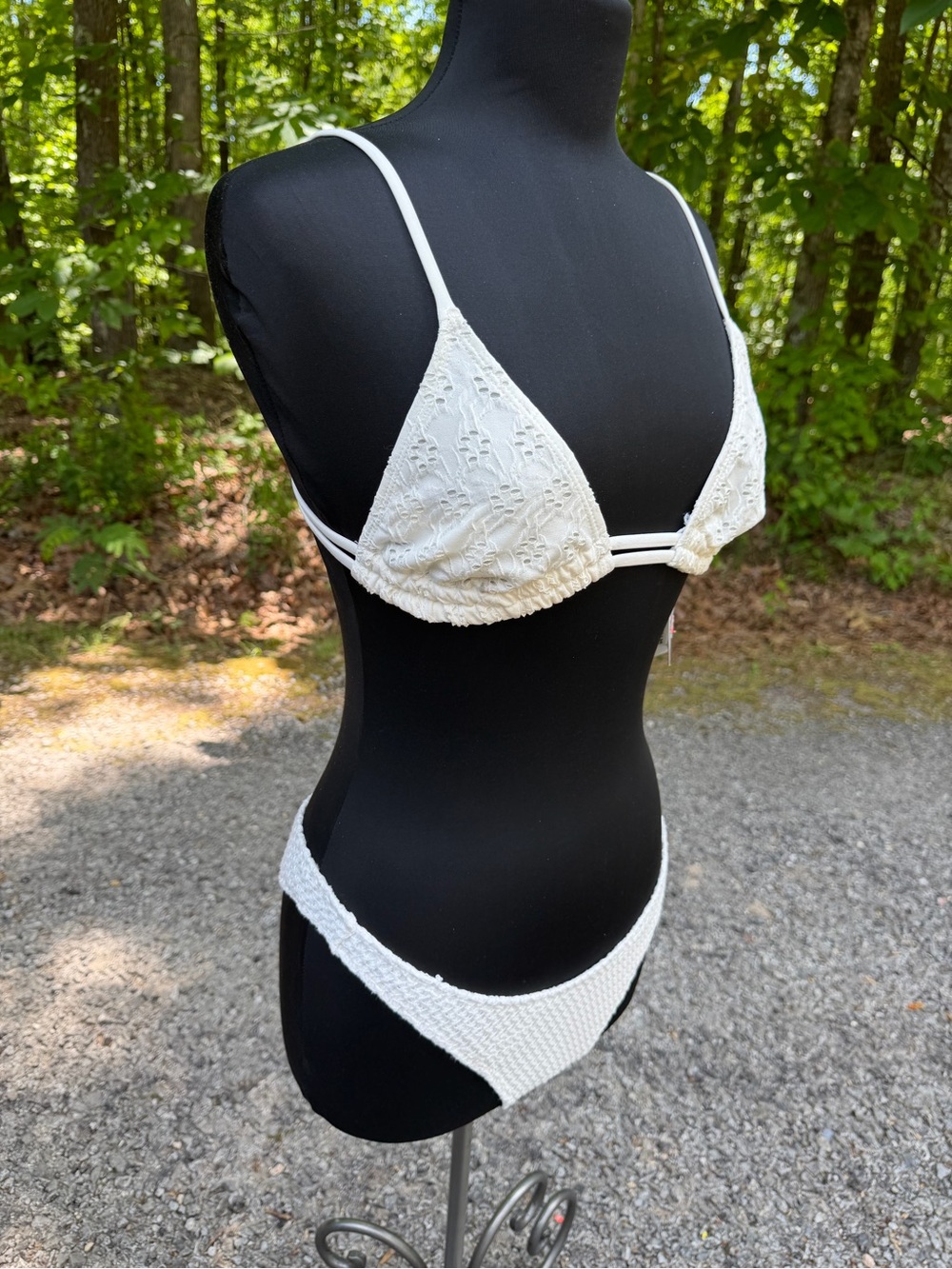 White Lace Triangle Bikini Set